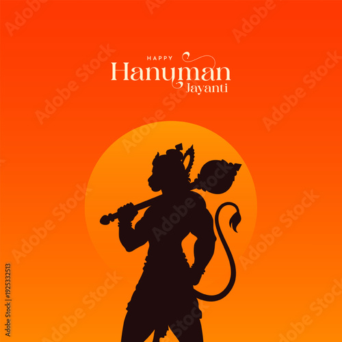 Happy Hanuman Jayanti Hindi Greeting, God Hanuman Background Design. A Hindu festival celebrated of lord hanuman birthday. Translation In English "Happy Hanuman Jayanti"
