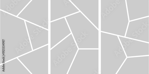 Photo collage template. Blank mosaic photography frames, abstract picture album layout mockup, mood board grid for banner, poster, comic page, social media post, poster. Vector
