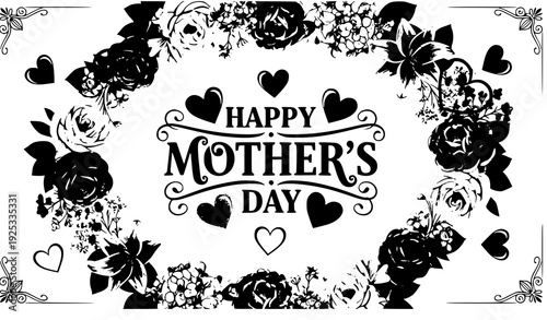 Romantic Mother’s Day card flowers hearts vector