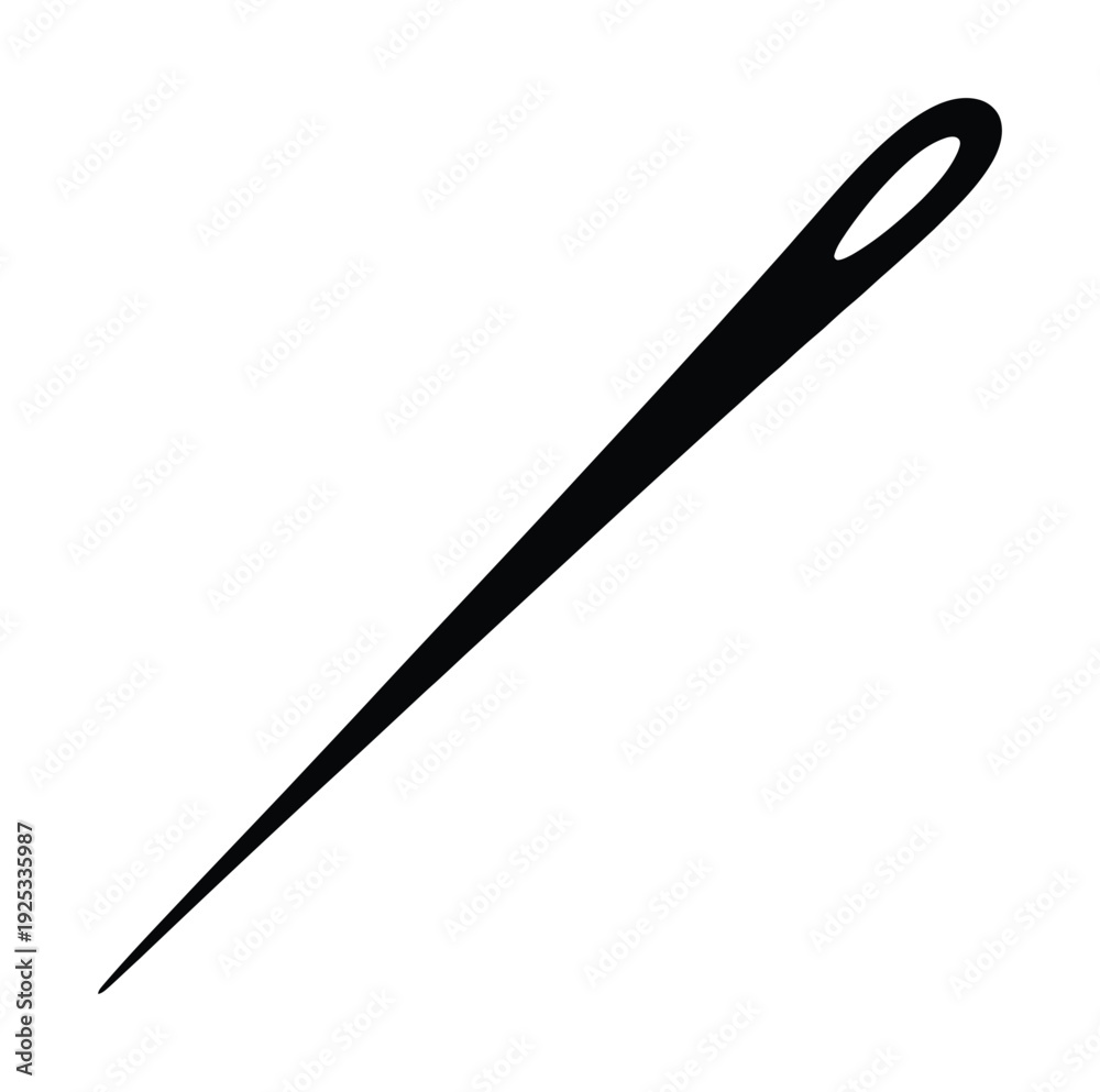 Obraz premium Detailed vector of a black sewing needle isolated