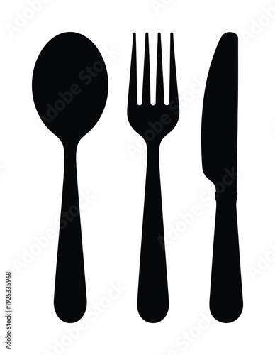 Svector of a spoon, fork, and knife utensils
