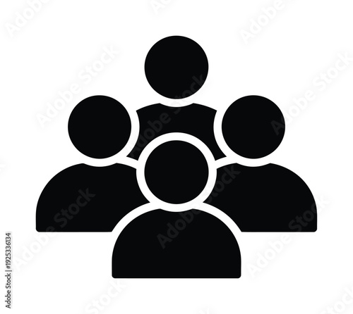 Vector of a group of four people standing closely together as a team