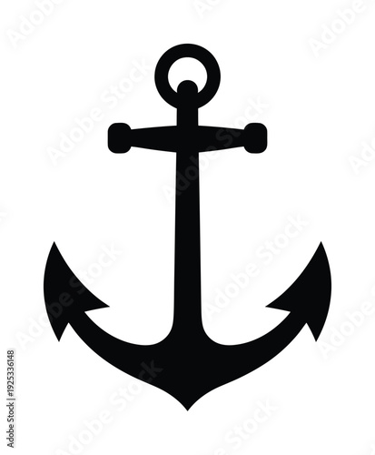 Vector of a classic nautical anchor with curved flukes and a circular shank