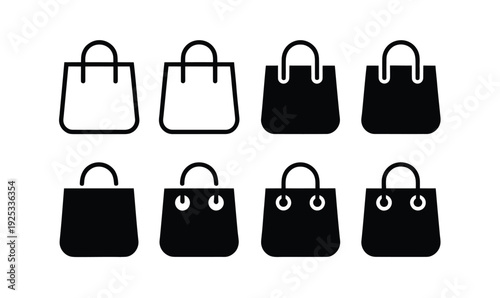 Collection of vector shopping bags displayed in designs