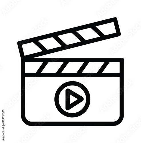 Vector of a film clapperboard with a play button icon in the center