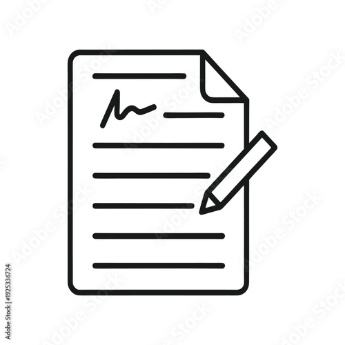 Document with Pencil Icon for Writing and Signing