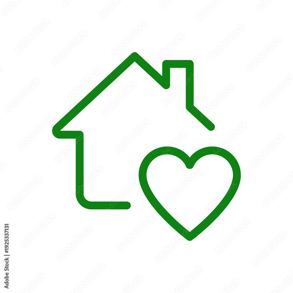 Obraz premium A green house with a heart shape inside isolated on transparent background