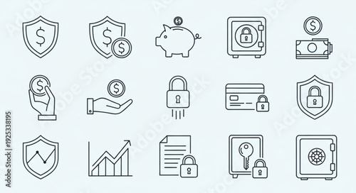Financial Security Icons Collection for Business and Investment.
