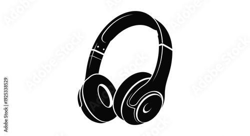 A striking black silhouette of modern over ear headphones showcasing minimalist design and audio technology silhouette high quality professional
