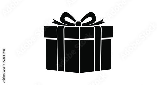A minimalist black silhouette of a neatly wrapped gift with a decorative bow on top silhouette high quality