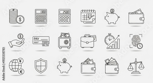 Financial Icons Collection Business Finance Symbols.