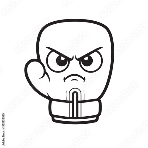 Angry Cartoon Hand Gesture with Frowning Face Expression