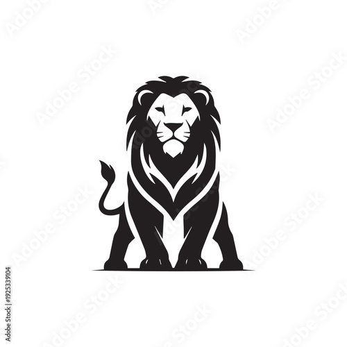 Stylized Lion Illustration with Bold Lines and White Background