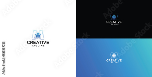 Technology logo vector. M initial logo design