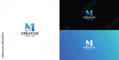 Technology logo vector. M initial logo design