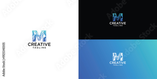 Technology logo vector. M initial logo design