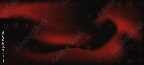 Abstract red wave patterned with fine dots and dramatic dark gradient on a black background
