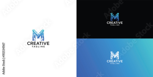 Technology logo vector. M initial logo design