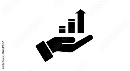 Hand Holding Growing Bar Chart Icon Representing Financial Growth.