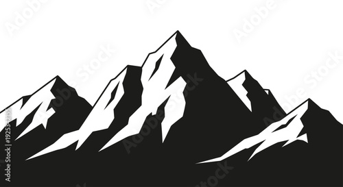 Majestic Mountain Range Silhouette Vector Illustration.