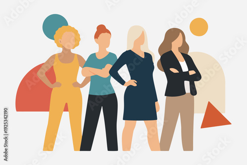 Professional Business Women Team Flat Vector Illustration