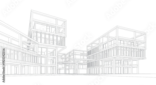 Modern Architectural Building Design Sketch.