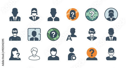 Collection of User Profile Icons Representing Identity and Anonymity.
