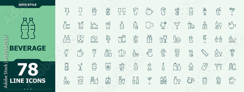 Beverage icon set. Juice trendy minimal icons. Icons for application. Drink related icon set. Vector illustration. Pixel perfect.