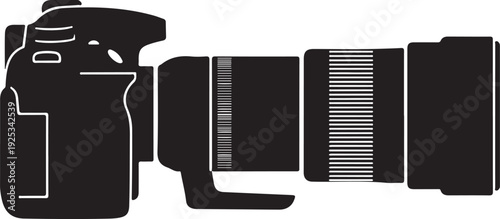 A black and white image of a camera lens