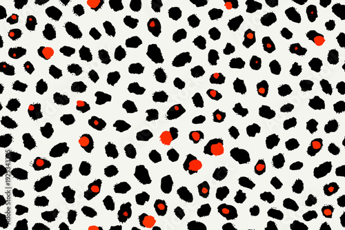 Artistic stylish seamless vector repeating leopard animal skin, black and white.
