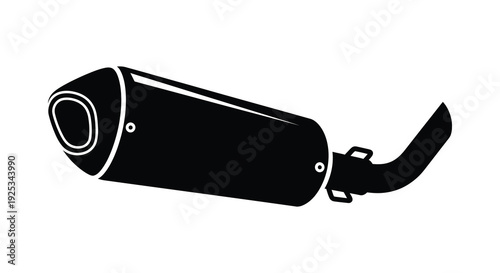 A striking black silhouette depicts a motorcycle exhaust pipe showcasing its form and design silhouette high quality professional