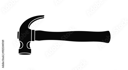 A striking black silhouette depicts a classic claw hammer showcasing the tool s essential form silhouette high quality professional