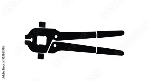 A stark black silhouette depicts a pair of pliers showcasing their functional design and industrial shape silhouette