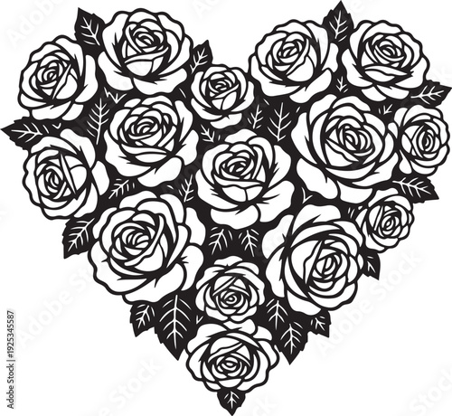 A heart shaped bouquet of roses