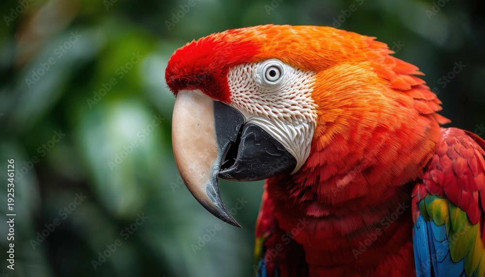 Fototapeta premium Close-up of red Macaw parrots in the Caribbean rainforest in nature