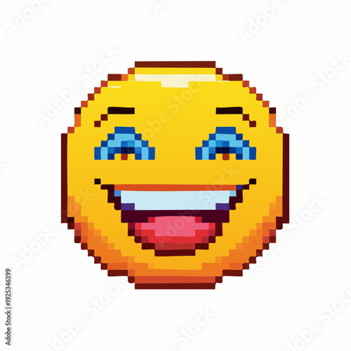 Pixel Art Emoji with Heart Eyes and Smile.