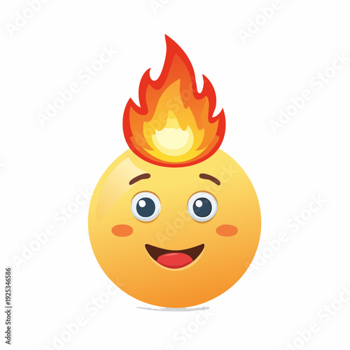 A smiling yellow emoji face with flames on its head, expressing enthusiasm or excitement.