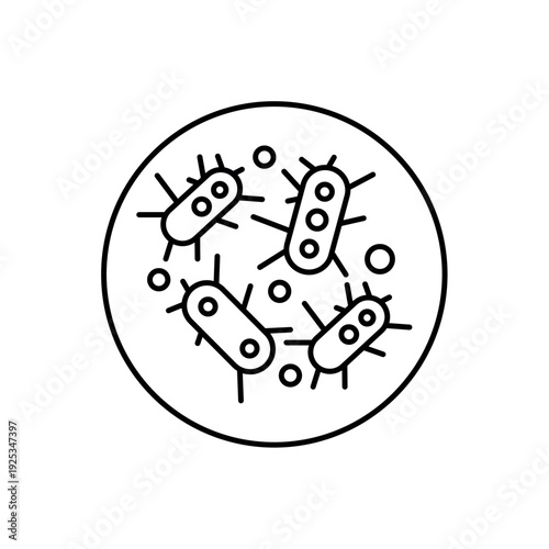 Photos icon pathogenic germs with various hazardous microbial shapes in a circle, isola