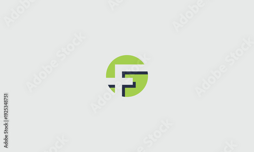 Abstract logo design featuring a green circle containing a stylized letter f