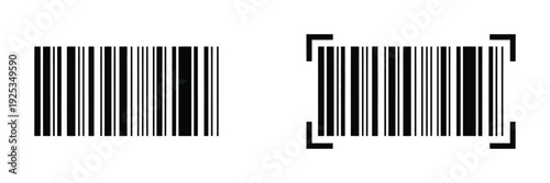 Barcode icon, barcode vector icon, simple fake barcode, web design, product distribution, isolated, white background