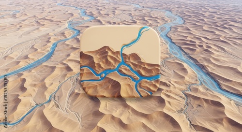 Geological cross-section revealing the layers beneath a river and its surroundings