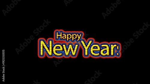 Happy New Year Neon Text | Glowing Celebration Typography