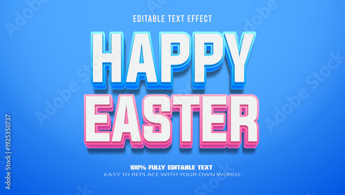 happy easter editable text effect 3d vector premium
