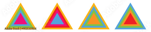 Set of colorful nested triangle icons, a visual representation of layers, growth, and progressive development
