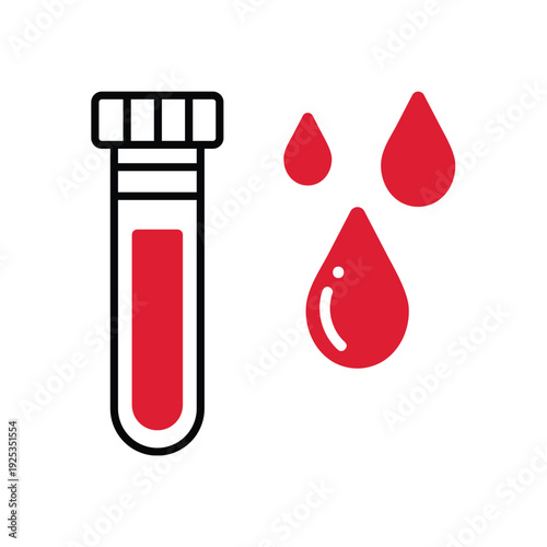 blood test tube and droplets icon