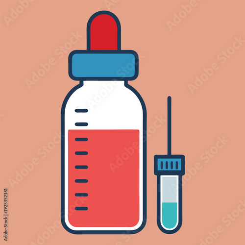 A dropper bottle with a measurement scale represent. 