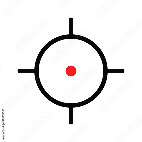 Target aim icon. Crosshair circle with red center. Focus symbol. Precision goal mark. Minimal flat target vector