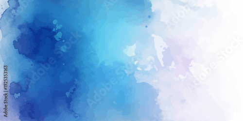 Abstract Blue and White Watercolor Background with Soft Gradient Hues