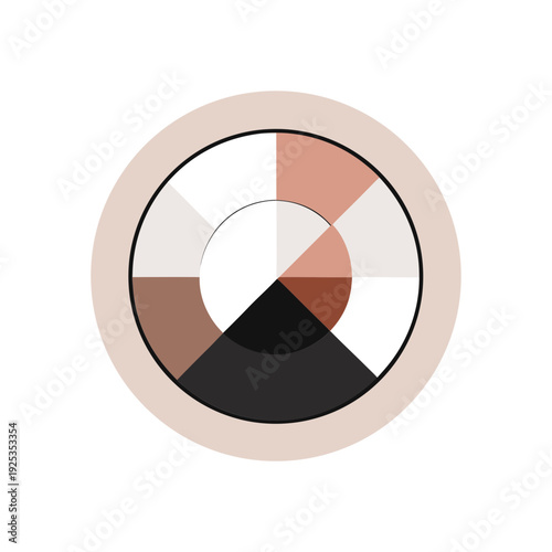 Circular progress chart made from segmented powder texture in abstract radial design, colorful granular infographic element isolated on background for data visualization, statistics, analytics concept