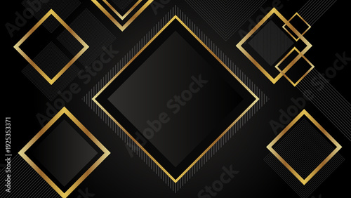 Luxury Black Gold Geometric Background With Diamond Frames and Modern Abstract Design